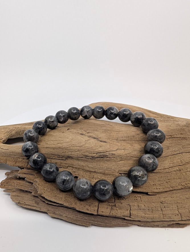 Larvikite Bracelet — 8mm & 10mm Round Beads