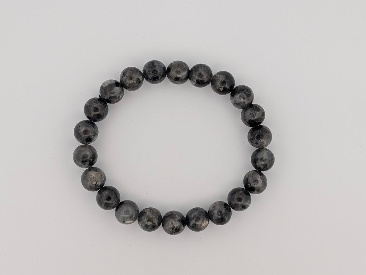 Larvikite Bracelet — 8mm & 10mm Round Beads