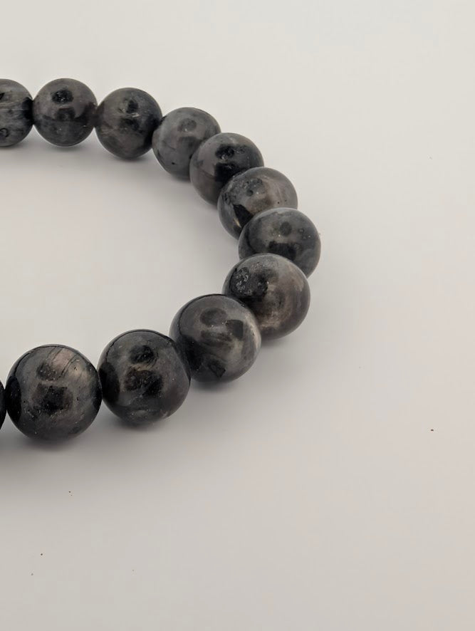 Larvikite Bracelet — 8mm & 10mm Round Beads