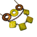 Layered Statement Necklace in Chartreuse Green, Bronze & Gold - Velora Luxury Fashion