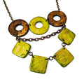 Layered Statement Necklace in Chartreuse Green, Bronze & Gold - Velora Luxury Fashion