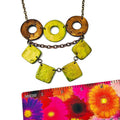 Layered Statement Necklace in Chartreuse Green, Bronze & Gold - Velora Luxury Fashion