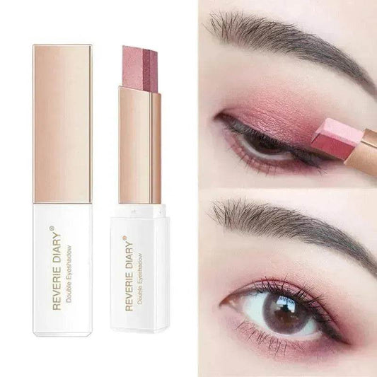 Lazy Eyeshadow Stick Stereo Gradient Shimmer Double Color Eye Shadow Pen Waterproof Easy To Wear Eyeshadow - Velora