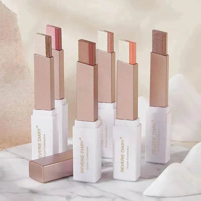 Lazy Eyeshadow Stick Stereo Gradient Shimmer Double Color Eye Shadow Pen Waterproof Easy To Wear Eyeshadow - Velora