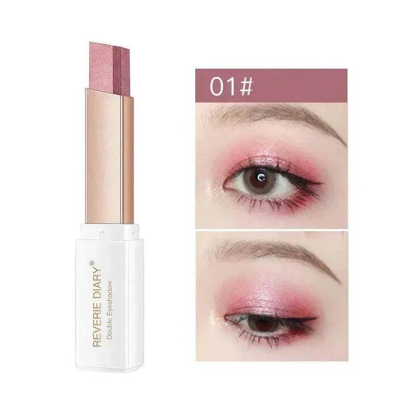 Lazy Eyeshadow Stick Stereo Gradient Shimmer Double Color Eye Shadow Pen Waterproof Easy To Wear Eyeshadow - Velora