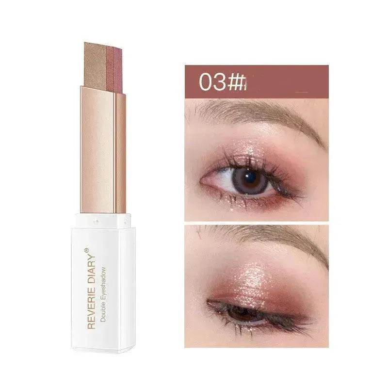 Lazy Eyeshadow Stick Stereo Gradient Shimmer Double Color Eye Shadow Pen Waterproof Easy To Wear Eyeshadow - Velora