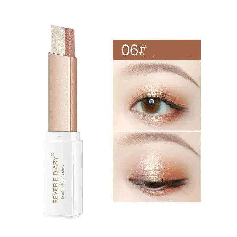 Lazy Eyeshadow Stick Stereo Gradient Shimmer Double Color Eye Shadow Pen Waterproof Easy To Wear Eyeshadow - Velora