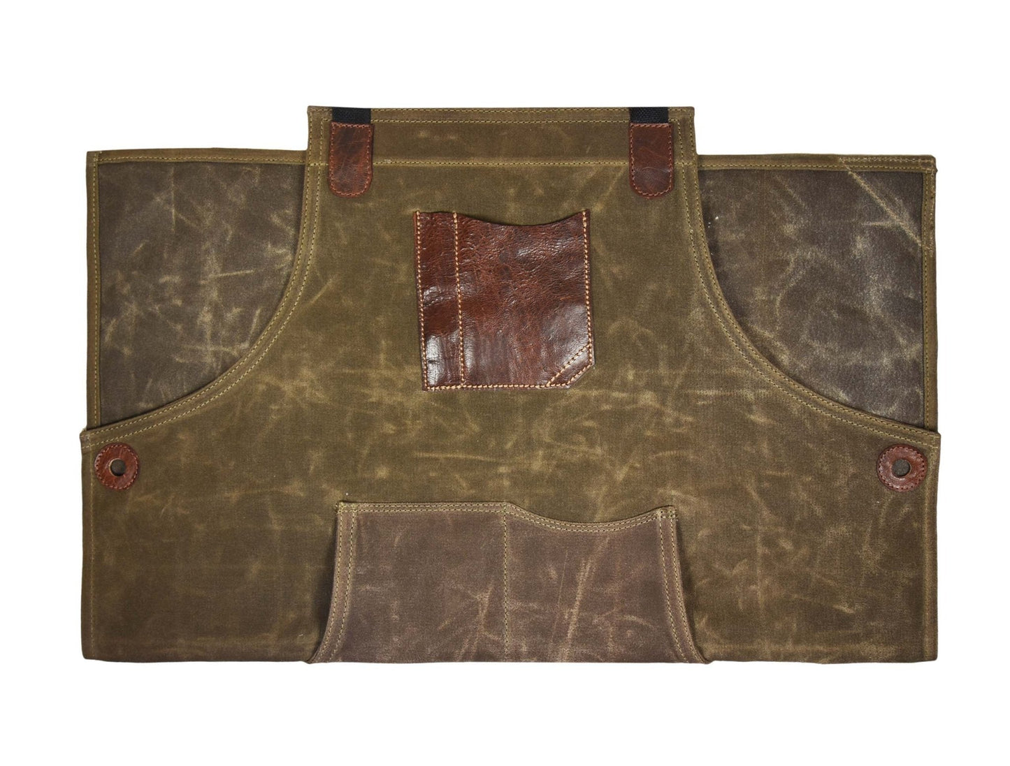 Leather Canvas Apron - Seaweed Green - Velora Luxury Fashion