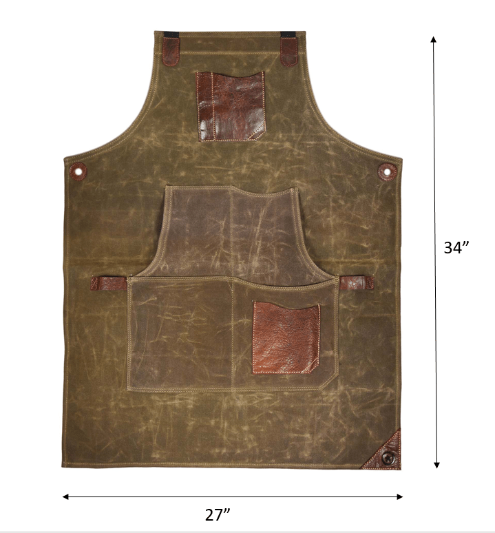Leather Canvas Apron - Seaweed Green - Velora Luxury Fashion