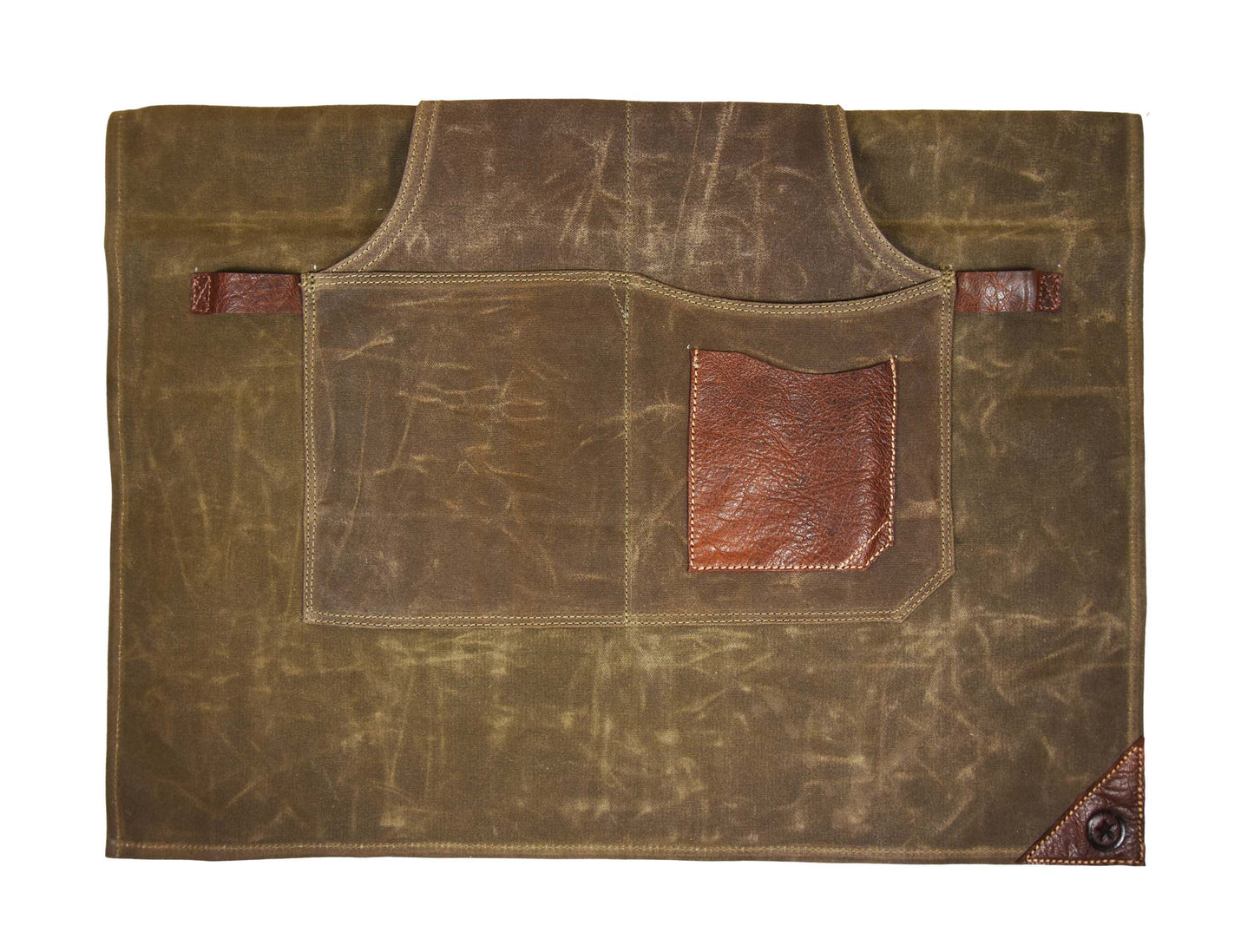 Leather Canvas Apron - Seaweed Green - Velora Luxury Fashion