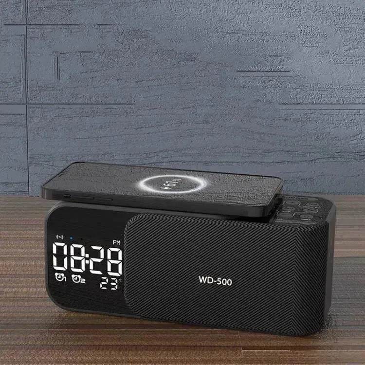 Led Wireless Charging Alarm Clock Fm Radio Bluetooth Speaker With Microphone Temperature Indicator Digital Display Speakers - Velora