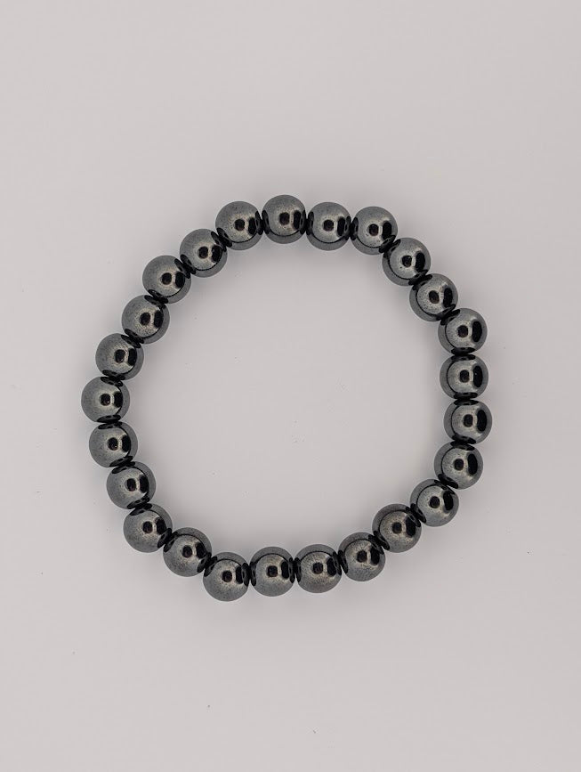 Hematite Bracelet — 8mm Round Beads