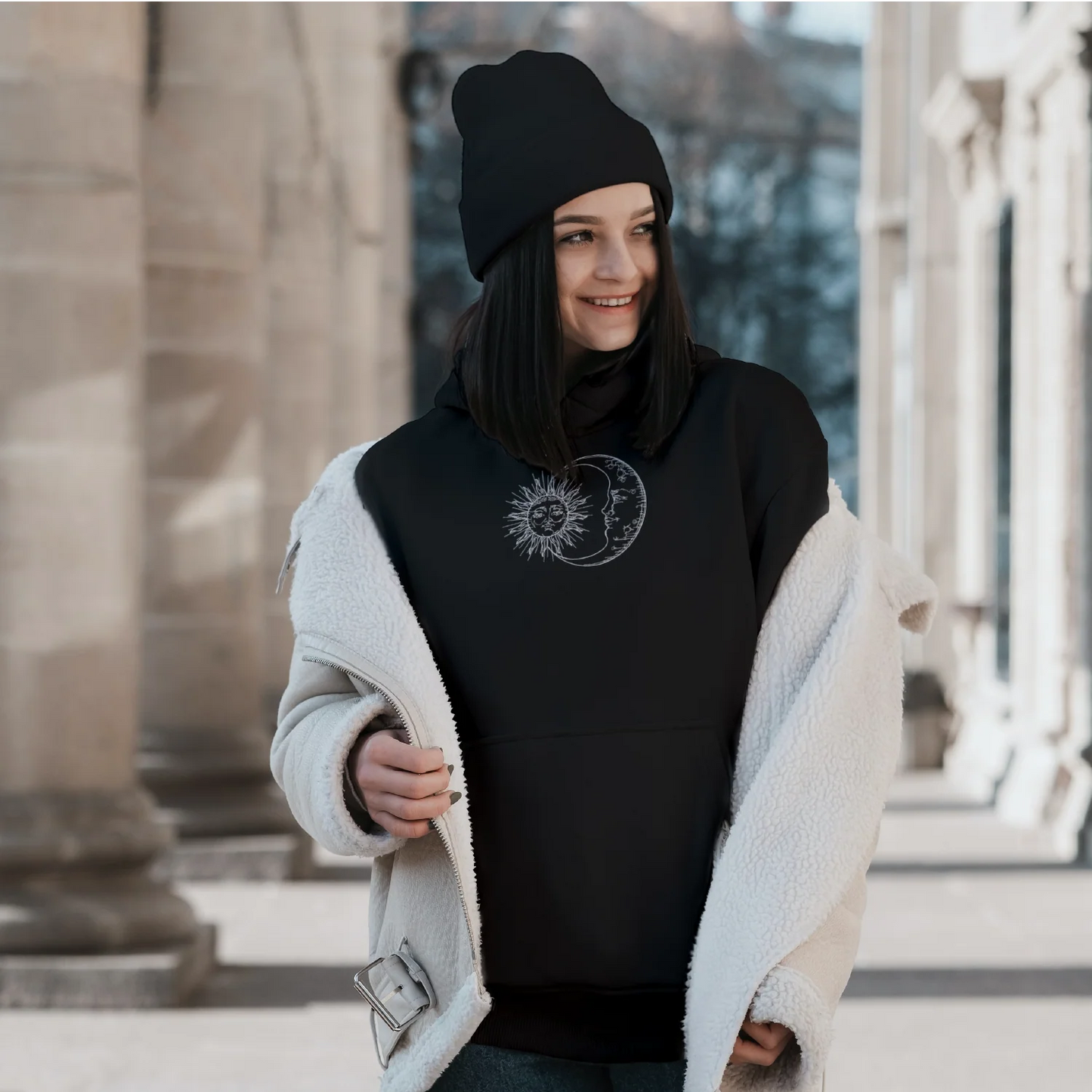 Hoodie Sun and Moon brodé