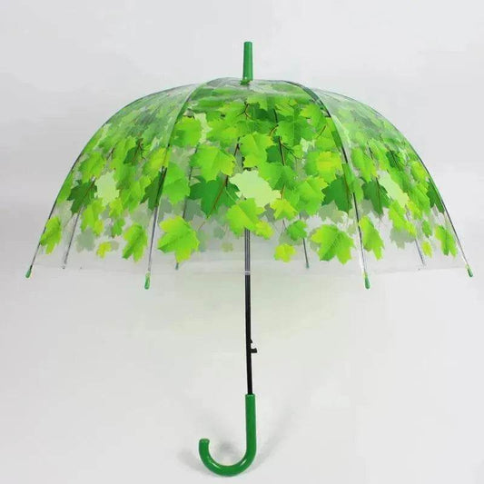 Long Handle Transparent Umbrella Painted Umbrella Maple Leaf Umbrella - Velora