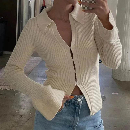Long Sleeve Top Bell Sleeve Bottoming Casual Street - Velora
