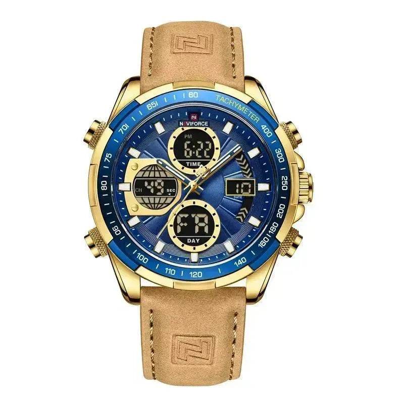 Luxury Men's Waterproof Sports Leather Strap Electronic Multi-function Watch - Velora