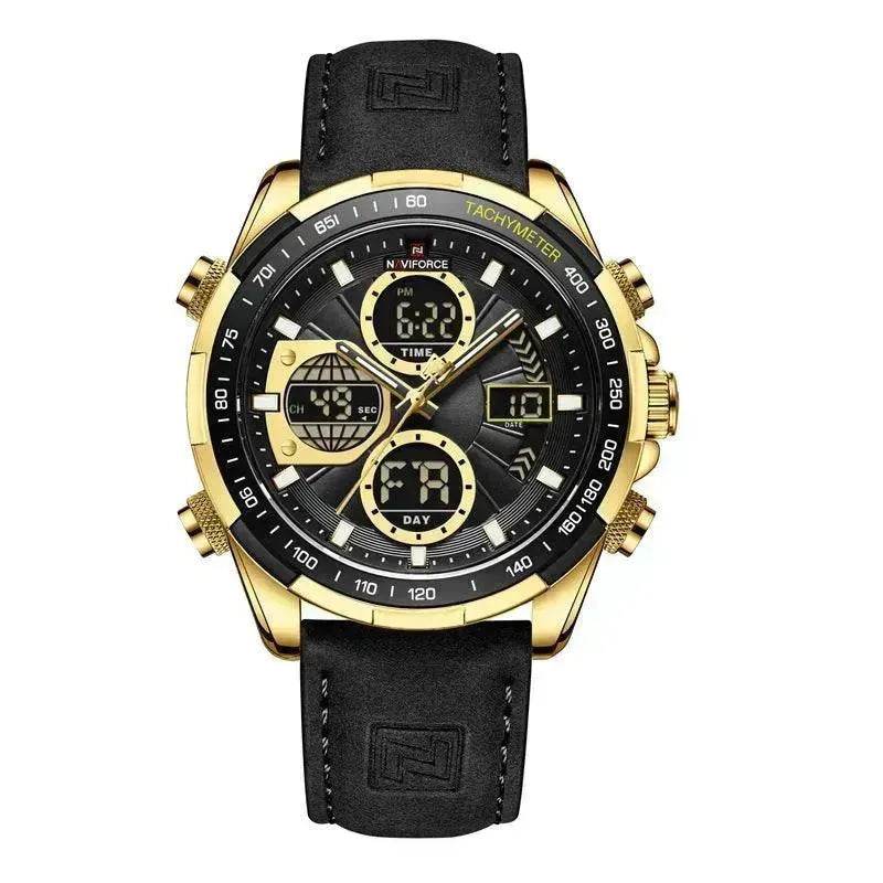 Luxury Men's Waterproof Sports Leather Strap Electronic Multi-function Watch - Velora