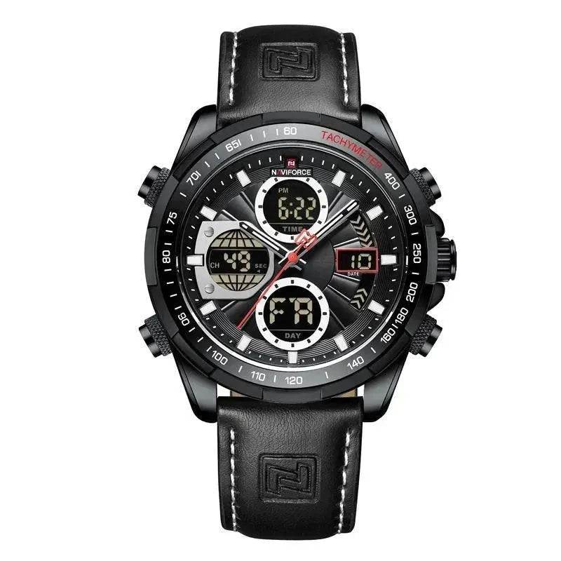 Luxury Men's Waterproof Sports Leather Strap Electronic Multi-function Watch - Velora