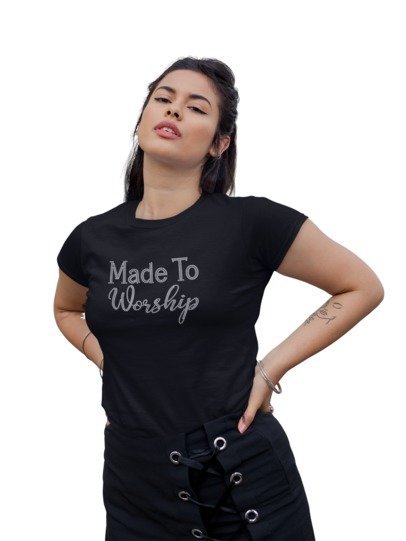 Made to Worship Rhinestone Shirt – Christian Faith Sparkle Bling Tee | Blingdazzel