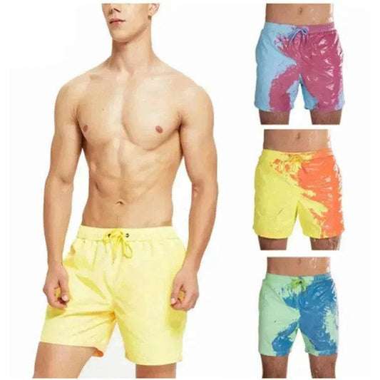 Magical Change Color Beach Shorts Summer Men Swimming Swimsuit Quick Dry - Velora
