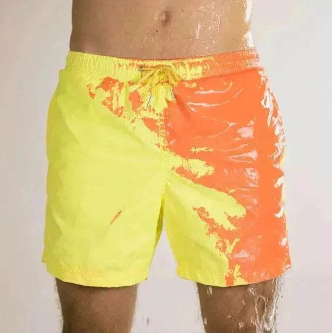 Magical Change Color Beach Shorts Summer Men Swimming Swimsuit Quick Dry - Velora