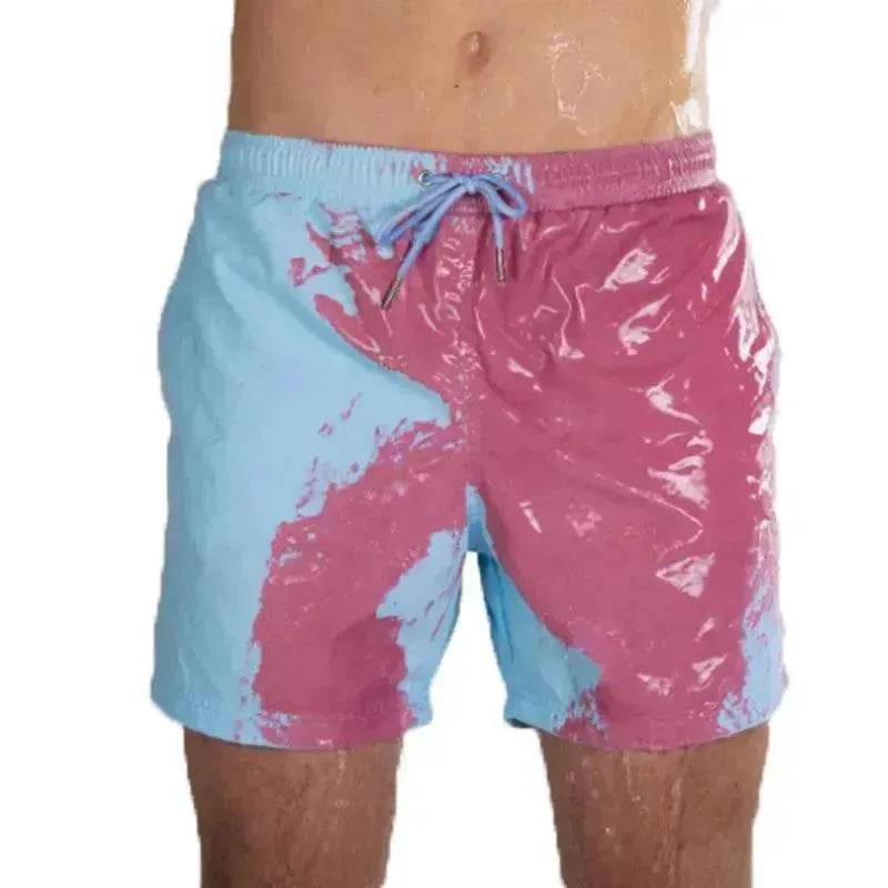 Magical Change Color Beach Shorts Summer Men Swimming Swimsuit Quick Dry - Velora