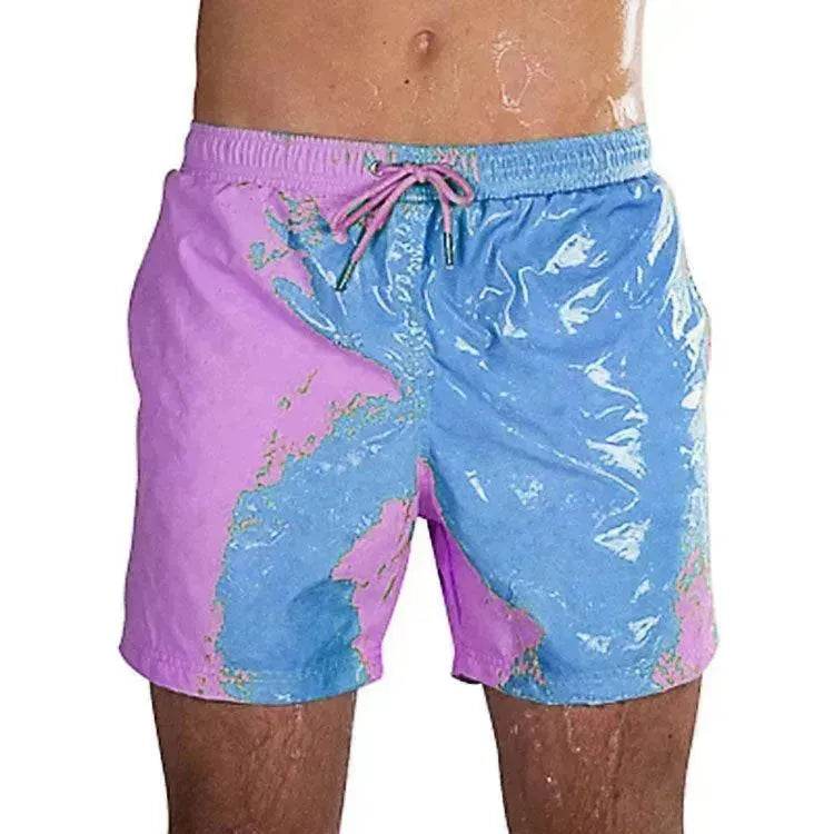 Magical Change Color Beach Shorts Summer Men Swimming Swimsuit Quick Dry - Velora