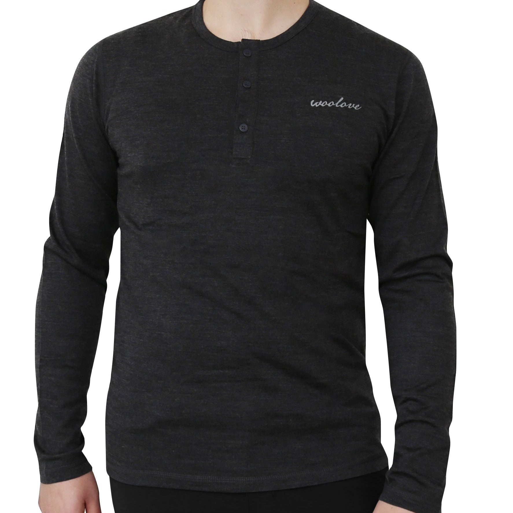 Men's 100% Merino Wool Long Sleeve Henley 190 GSM Woolove Apparel