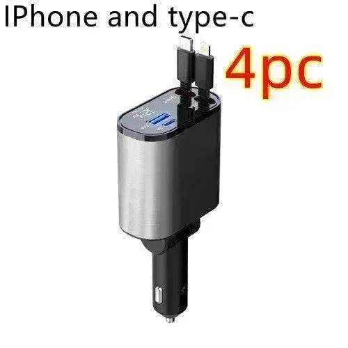 Metal Car Charger 100W Super Fast Charging Car USB And TYPE-C Adapter - Velora