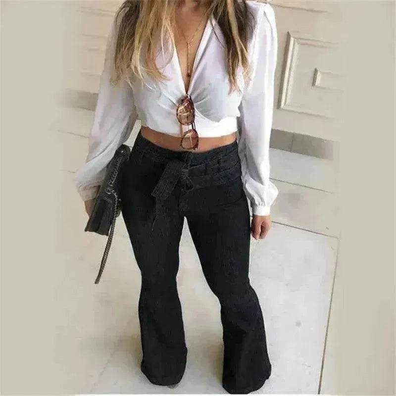 Women Wide Leg Denim Jeans High rise Wide leg bootcut Pants Trouser for Women - Velora