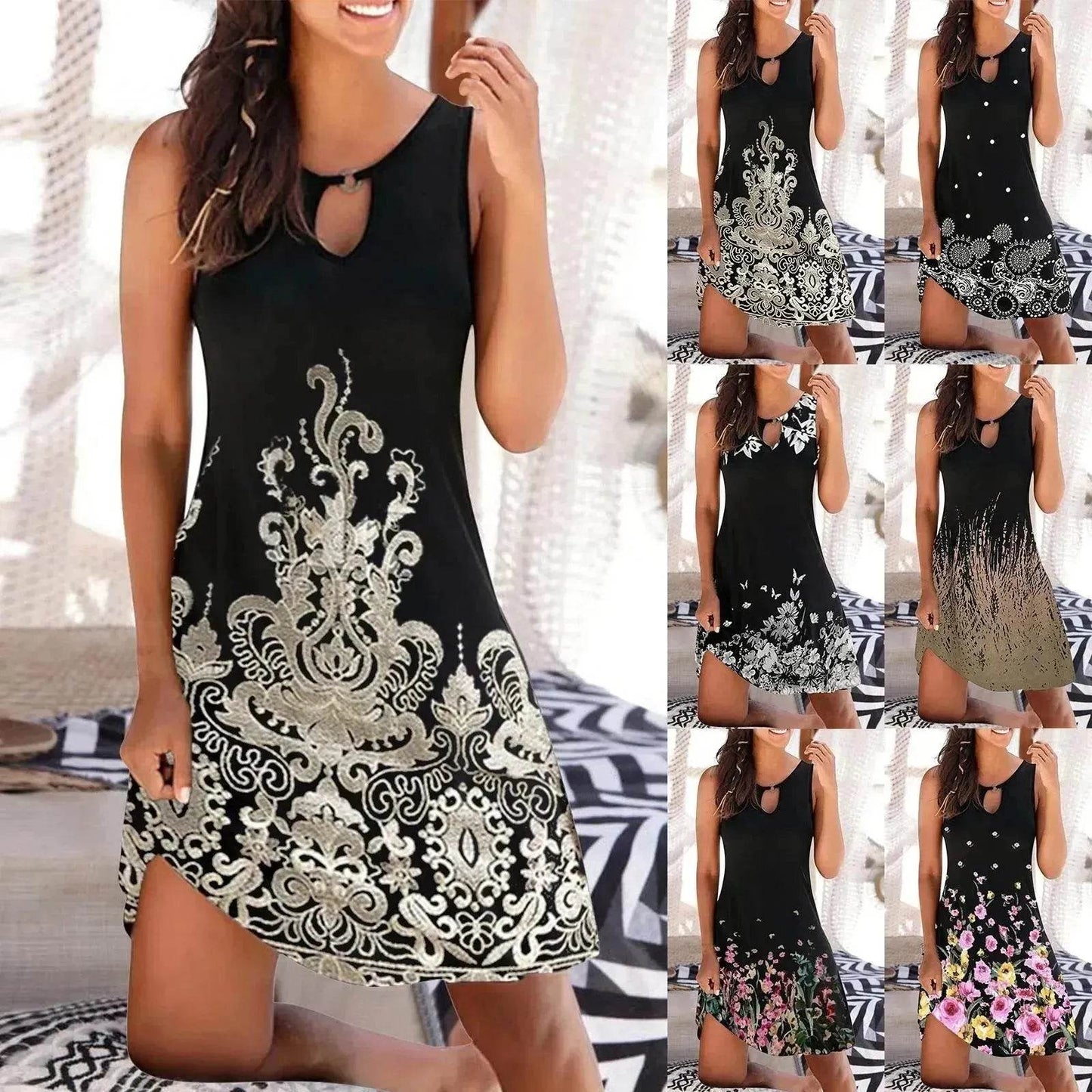 Mid Skirt Women's Sleeveless Fashion Skirt Print Jumpsuit - Velora