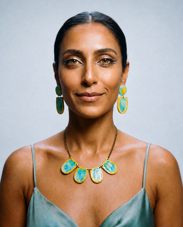 Two Tone Necklace & Earring Set Handmade
