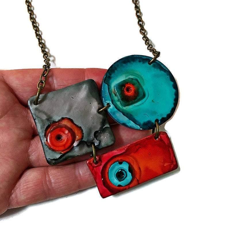 Modern Sculptural Necklace Handmade from Clay & Painted - Velora Luxury Fashion