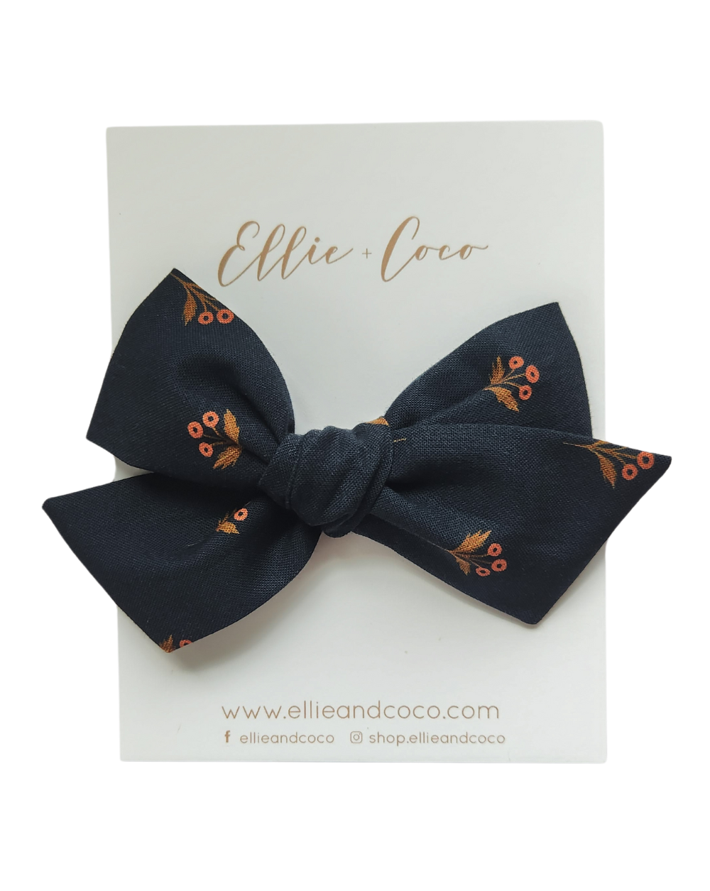Navy Floral Oversize Bow - Velora