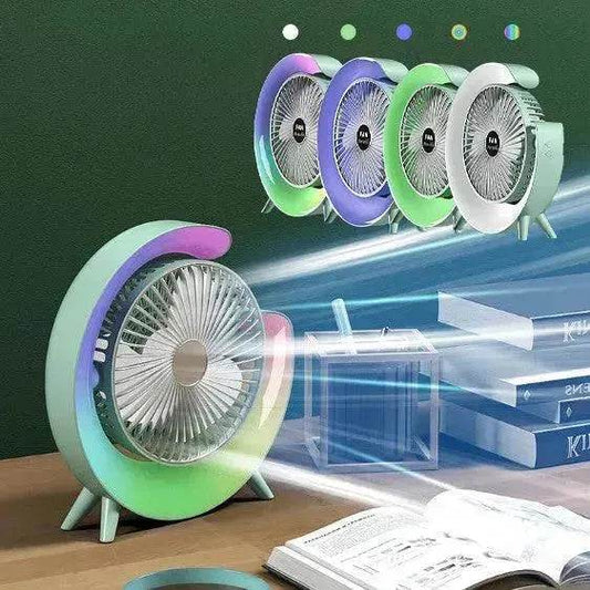 New Bright Night Light Charging Fan Desktop Silent Mini Electric Fan Portable Fan USB - Velora