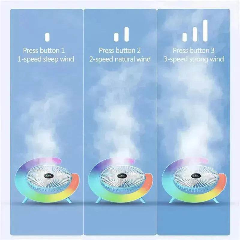 New Bright Night Light Charging Fan Desktop Silent Mini Electric Fan Portable Fan USB - Velora