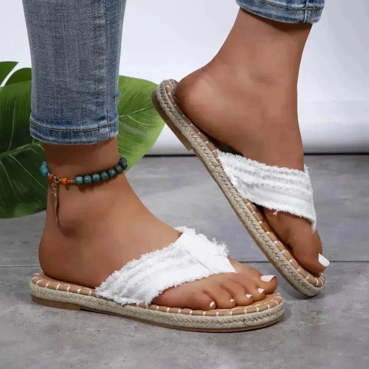 New Canvas Flip Flops Summer Thong Sandals Comfortable Fashion Flat Shoes For Women - Velora