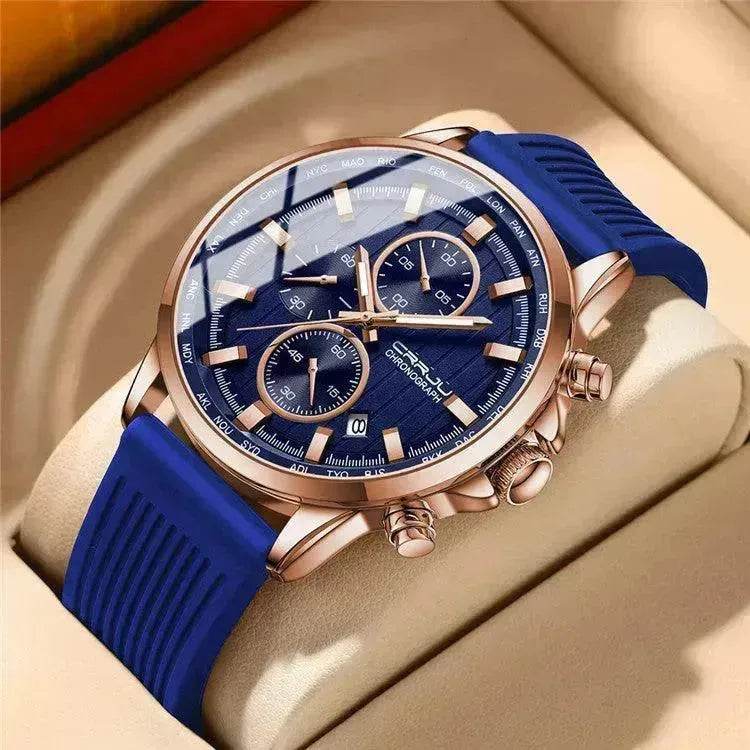New Men's Silicone Strap Six-pin Steel Strap Business Casual Watch for Men - Velora