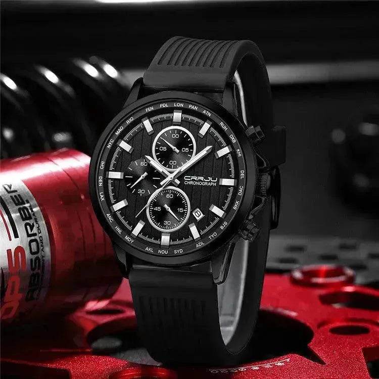 New Men's Silicone Strap Six-pin Steel Strap Business Casual Watch for Men - Velora