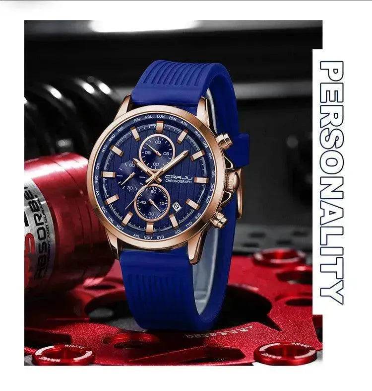 New Men's Silicone Strap Six-pin Steel Strap Business Casual Watch for Men - Velora