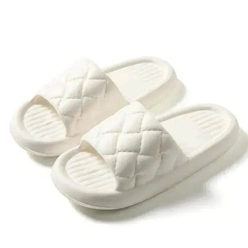 New Rhombus Home Slippers Summer Non-slip Floor Bathroom Slipper Lightweight Simple House Shoes For Women Men - Velora