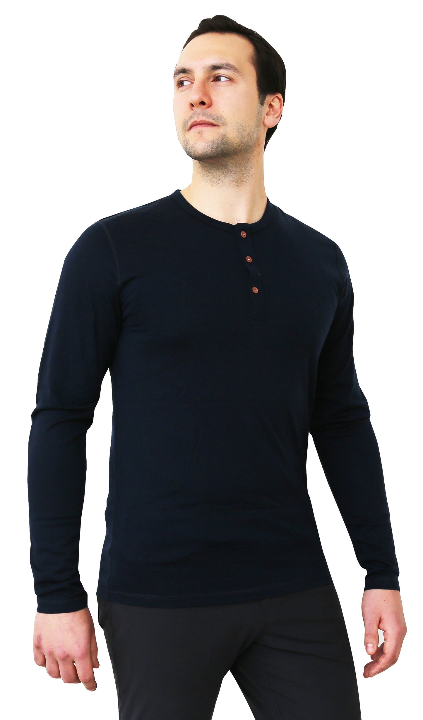 NorthWool Men's Merino Wool Long Sleeve Henley Base Layer Shirt 260 GSM - Velora