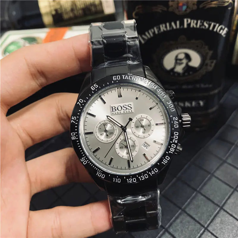 Boss Men's Quartz Watch with Calendar and Steel Band