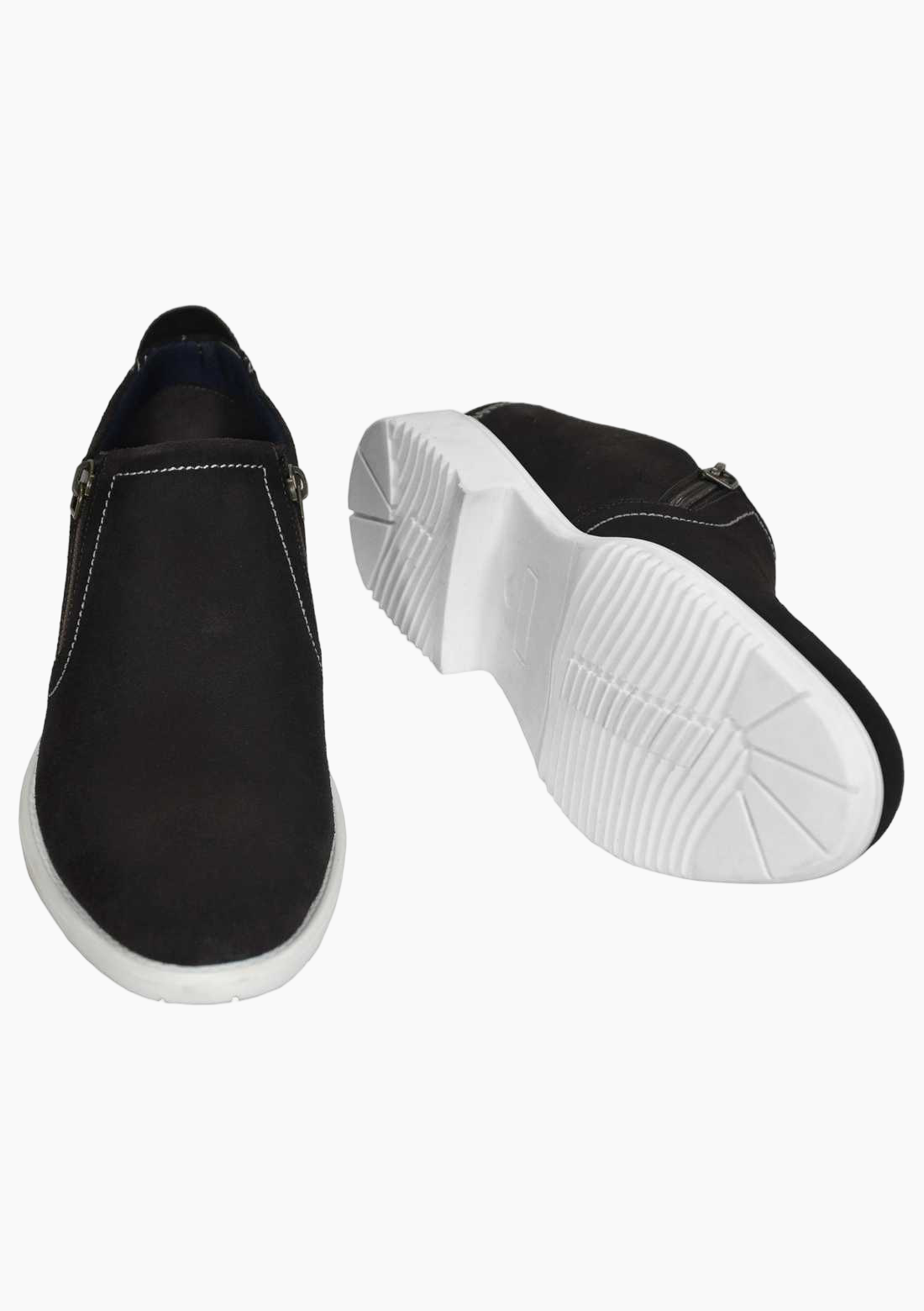 OHM Plain Toe Zip Closure Slip-on Leather Shoes - Velora