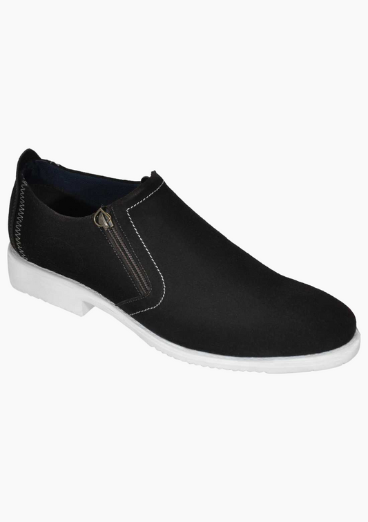OHM Plain Toe Zip Closure Slip-on Leather Shoes - Velora