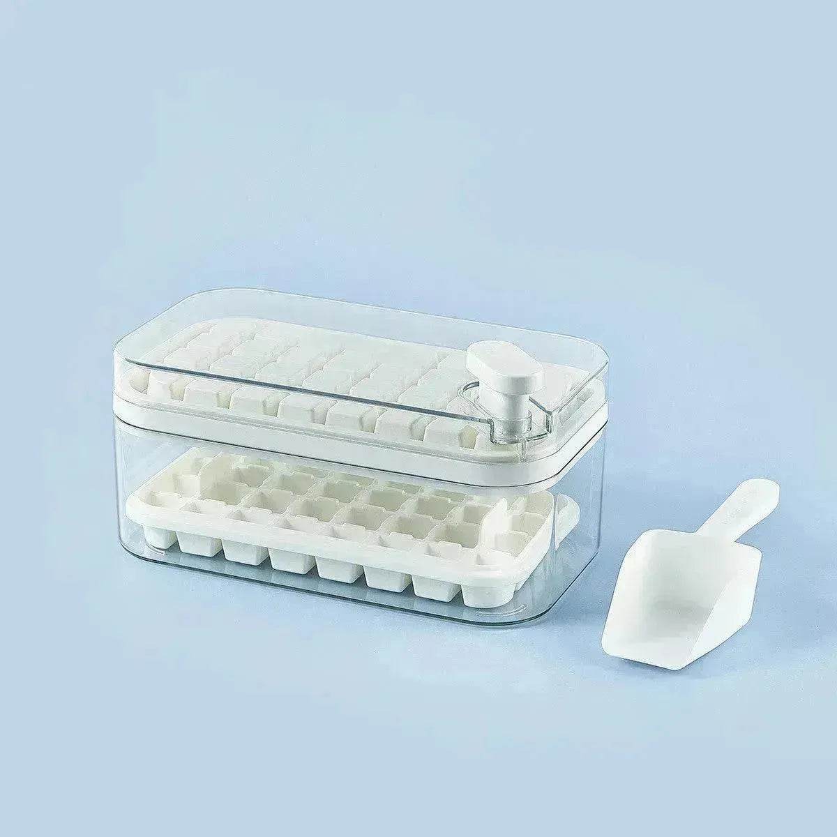 One-button Press Type Ice Mold Box Plastics Ice Cube Maker Ice Tray Mold With Storage Box With Lid Bar Kitchen Accessories - Velora