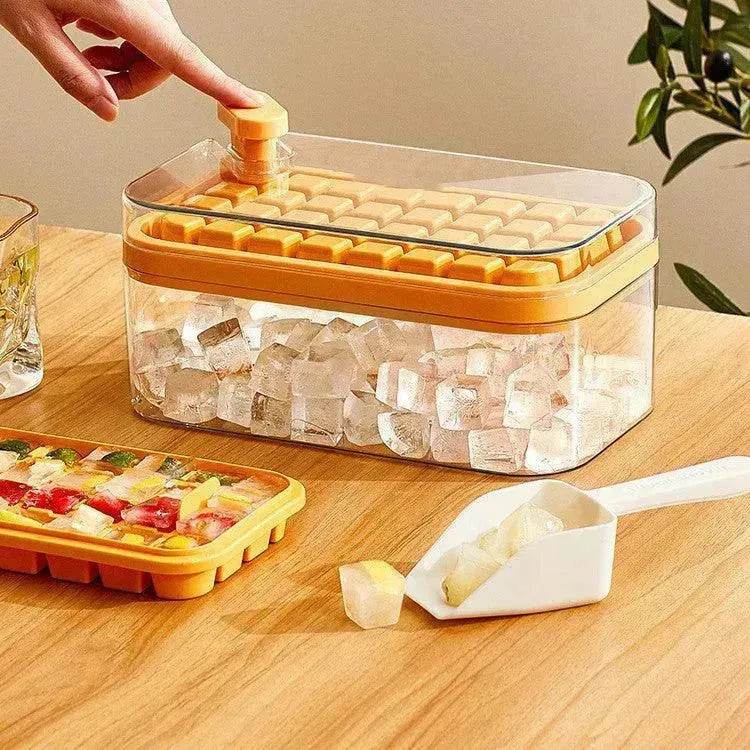 One-button Press Type Ice Mold Box Plastics Ice Cube Maker Ice Tray Mold With Storage Box With Lid Bar Kitchen Accessories - Velora