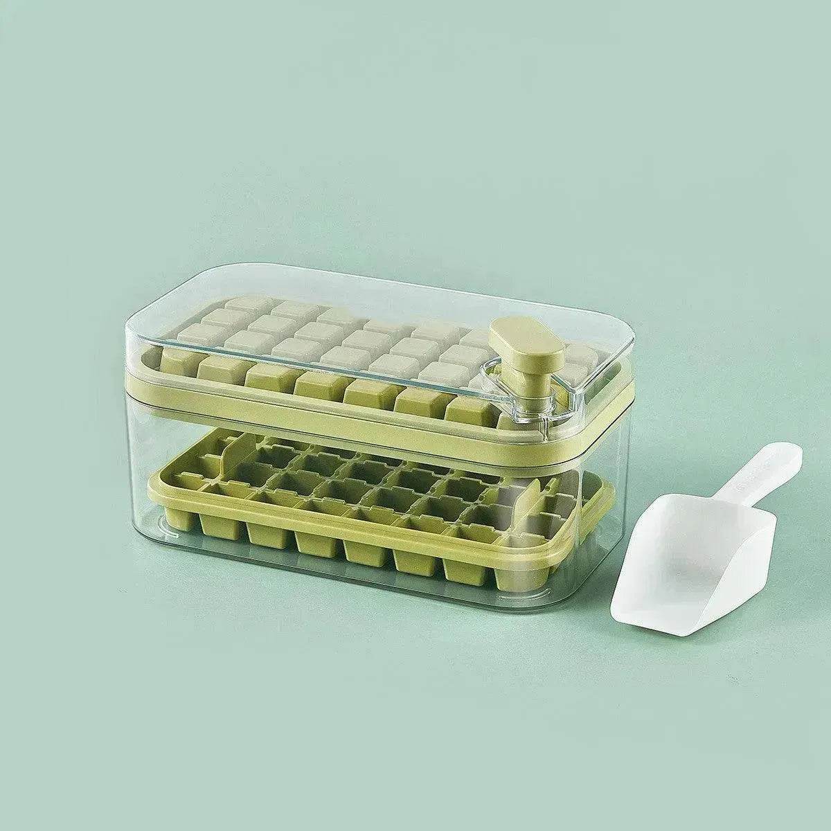One-button Press Type Ice Mold Box Plastics Ice Cube Maker Ice Tray Mold With Storage Box With Lid Bar Kitchen Accessories - Velora