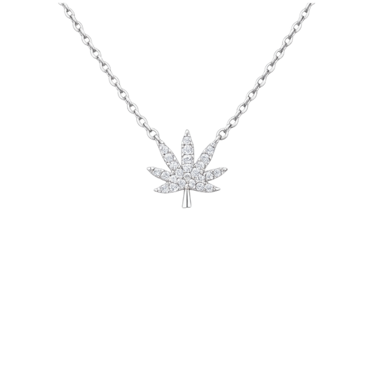 SILVER CANNABIS LEAF NECKLACE