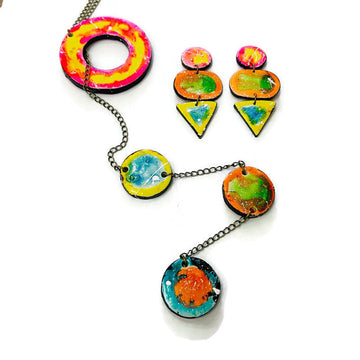 Paint Splash Jewelry Set- Lariat & Earrings